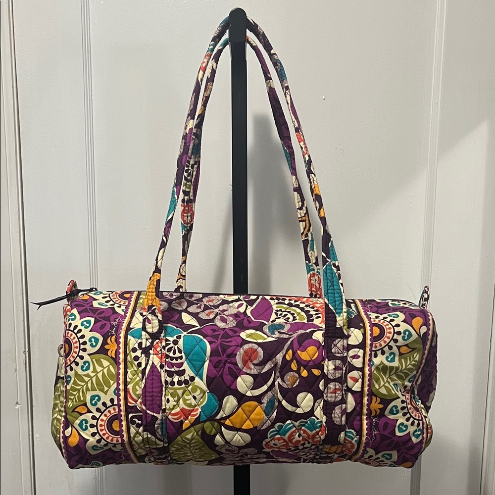 VERA BRADLEY PLUM CRAZY PAISLEY Print Shoulder Duffel Bag RETIRED PURSE BAG